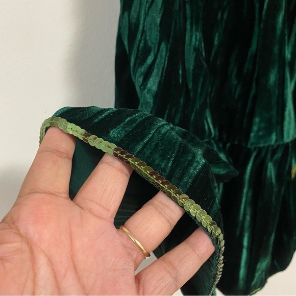 Runway 101 Maxi Skirt Women's Size Medium Emerald Green Embroidered Velvet Skirt - Picture 13 of 13